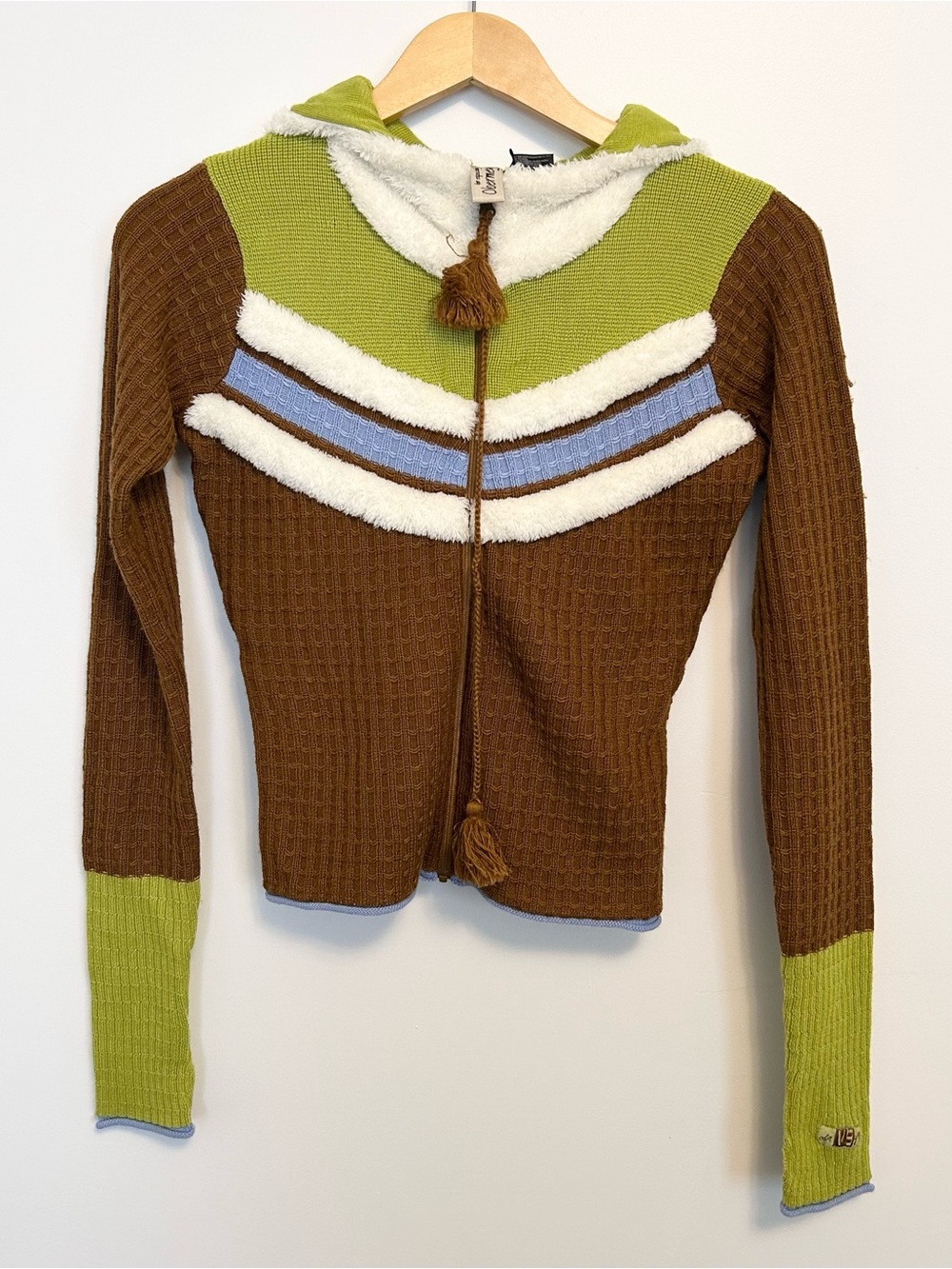 Obermeyer Cozy Zip-Up Hooded Women's Jacket in Brown & Lime Small
